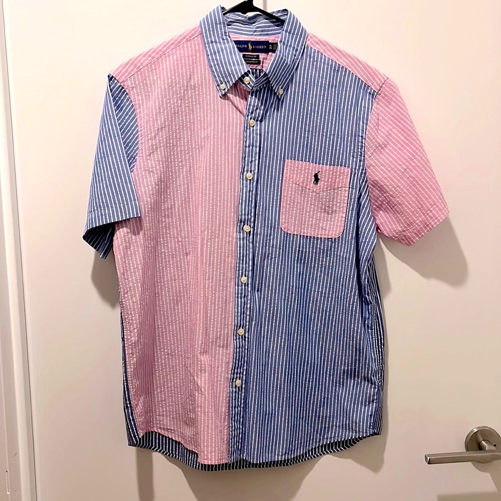 POLO - Classic Fit Seersucker Polo - SIZE XL